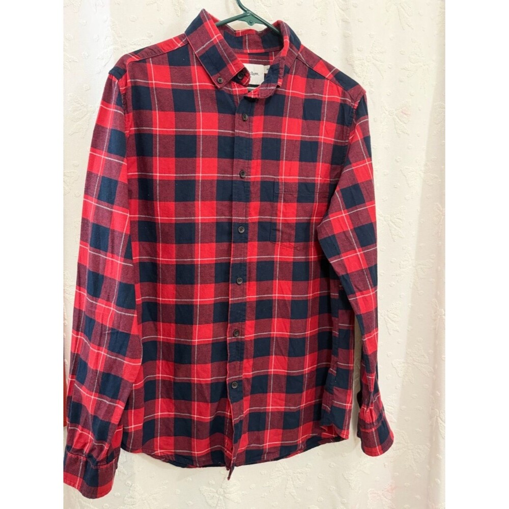 Goodfellow & Co Red and Navy Plaid Button-Down Shirt, long sleeve. Women’s